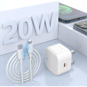 iPhone 20W USB-C Power Adapter + USB-C to Lightning Cable – Original Fast Charging Combo