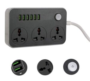 Socket Extension Board with USB Ports – Multi Plug Power Strip for Home & Office