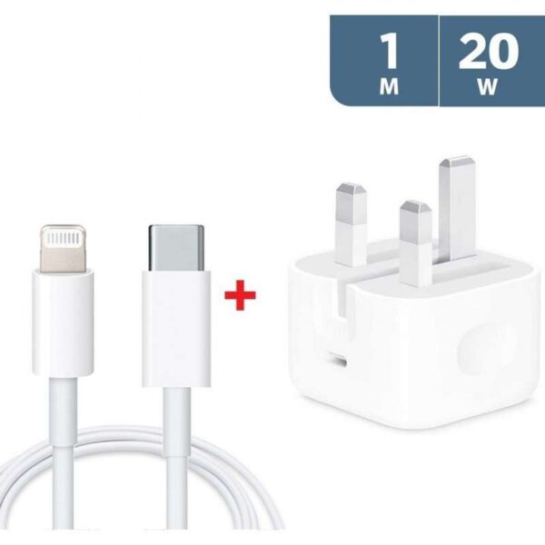 iPhone 20W USB-C Power Adapter + USB-C to Lightning Cable – Original Fast Charging Combo - Image 2