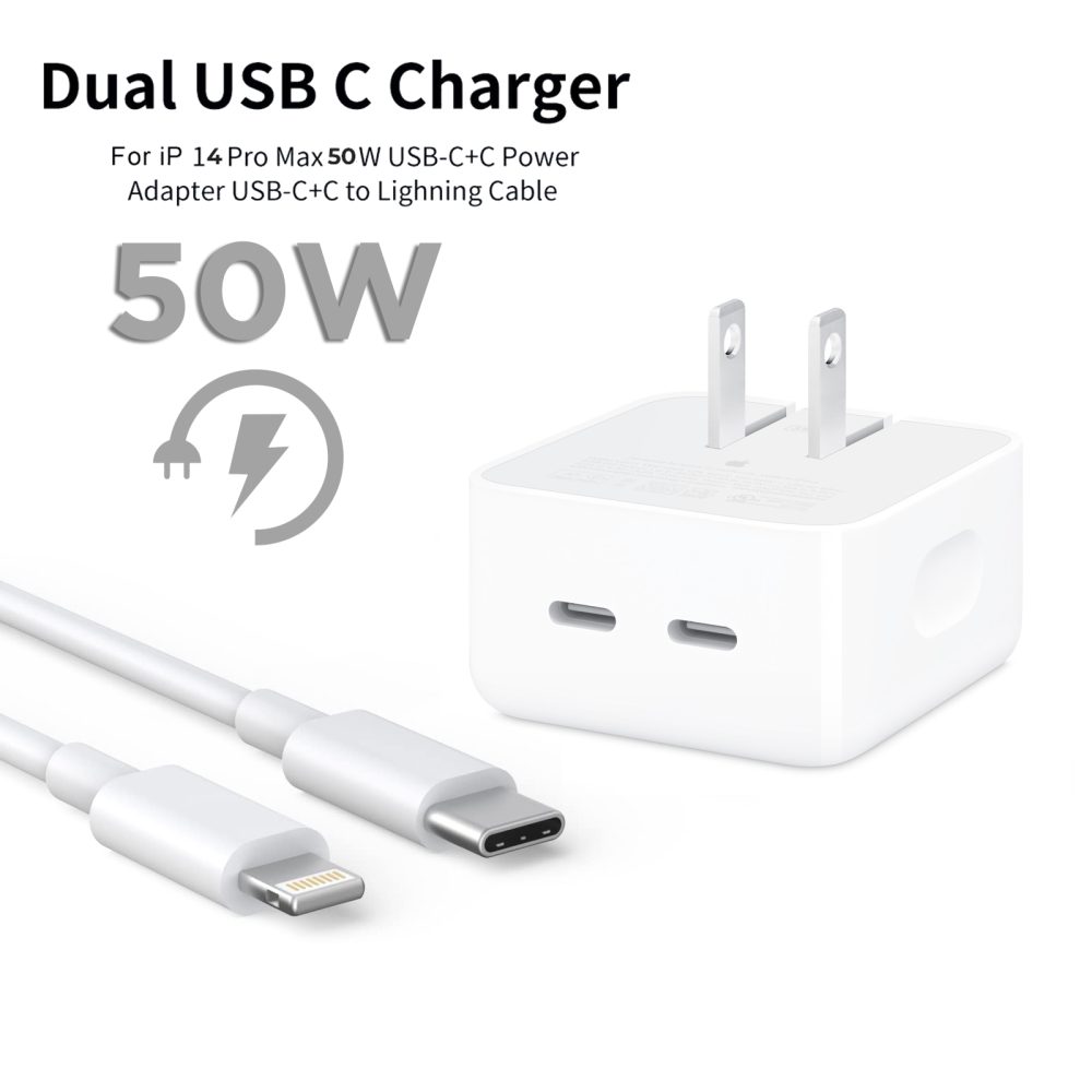 50W USB-C Power Adapter + USB-C to Lightning Cable – Ultra Fast Charging Combo